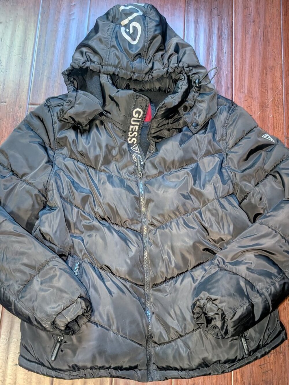 GUESS Black Quilted Puffer Jacket Coat Mens XL